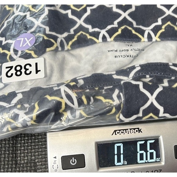 Charter Club Women XL Navy Blue Geometric Pima Cotton Boat Neck T-Shirt Top - Picture 7 of 7